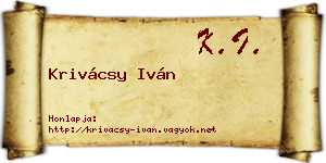 Krivácsy Iván névjegykártya