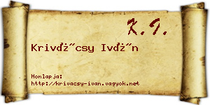 Krivácsy Iván névjegykártya